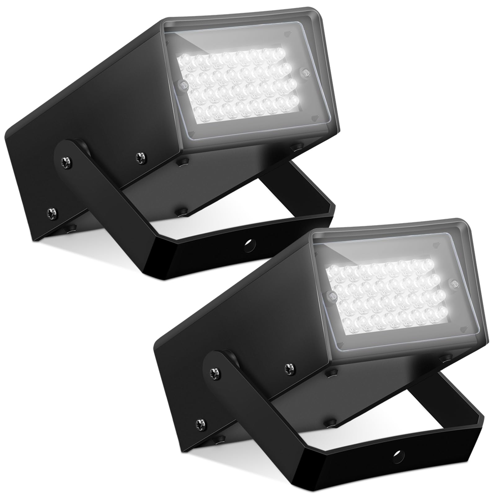 Treela 2 Pack LED Strobe Lights Mini Stage Party Outdoor, White, 32 LED | Adjust