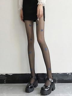1 Pair Women Fashion Blue Butterfly Pattern Tights Comfortable Tights for Office Commuting and Daily Styling