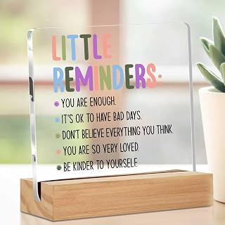 Inspirational Acrylic Sign Clear Desk Decor Sign with Stand, Motivational Self Love Desk Decoration, Appreciation Gift for Women, Men, Friends, Shelf Table, Living Room, Office, Home Decoration