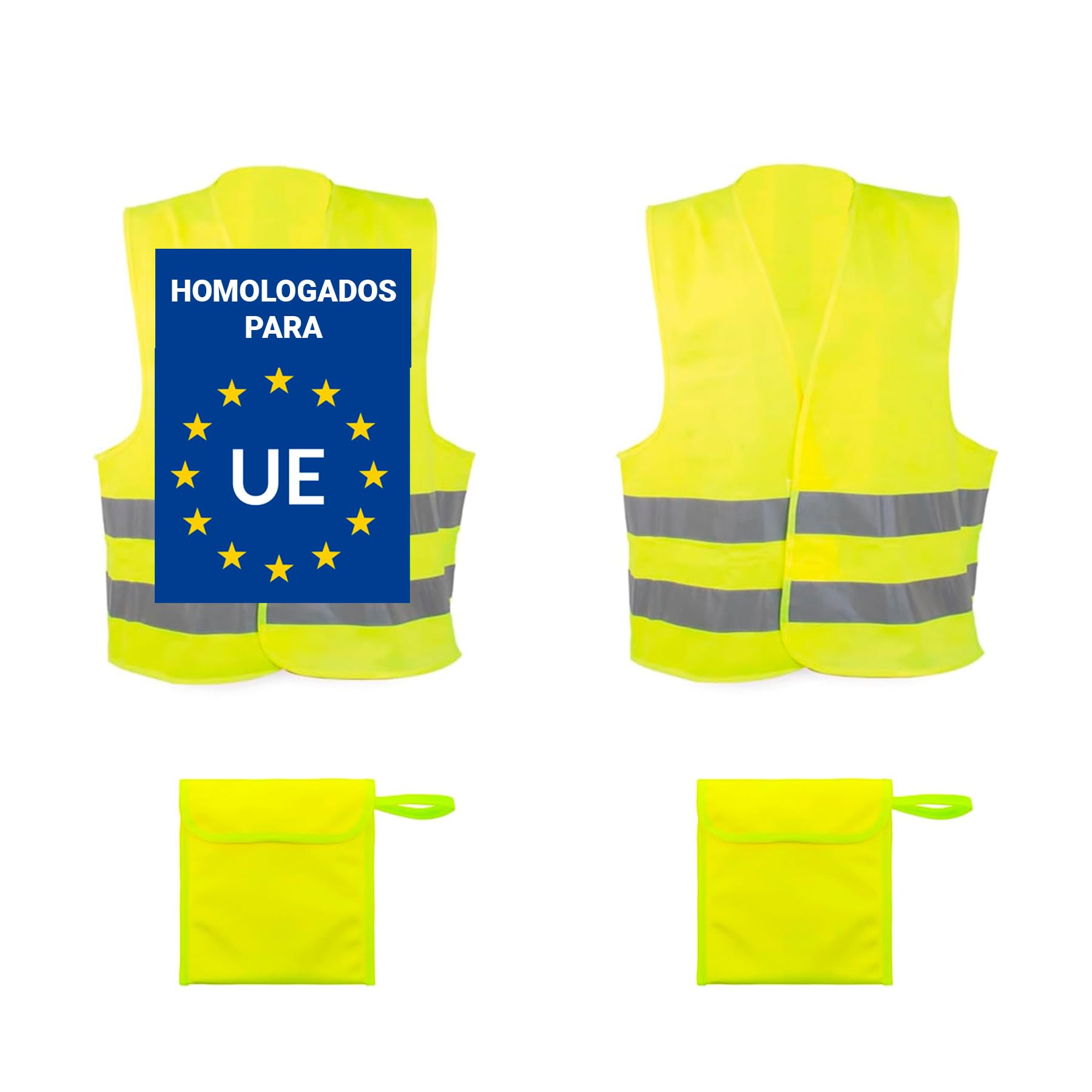 Deliex delicias de Extremadura Pack of 2 Yellow Reflective Vests and 2 Sleeves -