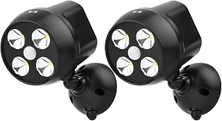 NICREW Battery Powered Outdoor Security Lights, 2 Pack, PIR Motion Sensor | Cover 2 Outdoor Areas at Once, 120° Detection Angle, Up to 5 m Range, No-Wiring Installation, 20-Second Auto Shut-Off
