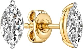 14K Solid Gold Lab Diamond Stud Earrings | 1/2-5 CTTW | Multiple Shapes