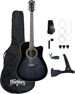Washburn WA90CE Acoustic-Electric Guitar Kit Tobacco Burst | Starter kit included; Cutaway body