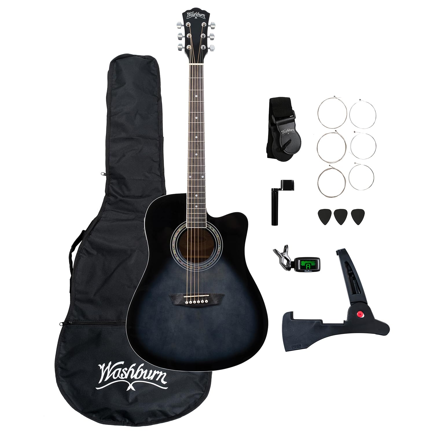 Washburn WA90CE Acoustic-Electric Guitar Kit Tobacco Burst | Starter kit include