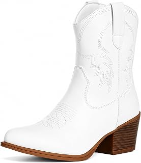 IXU Cowboy Boots for Women Ankle Cowgirl Wide Western Short Booties