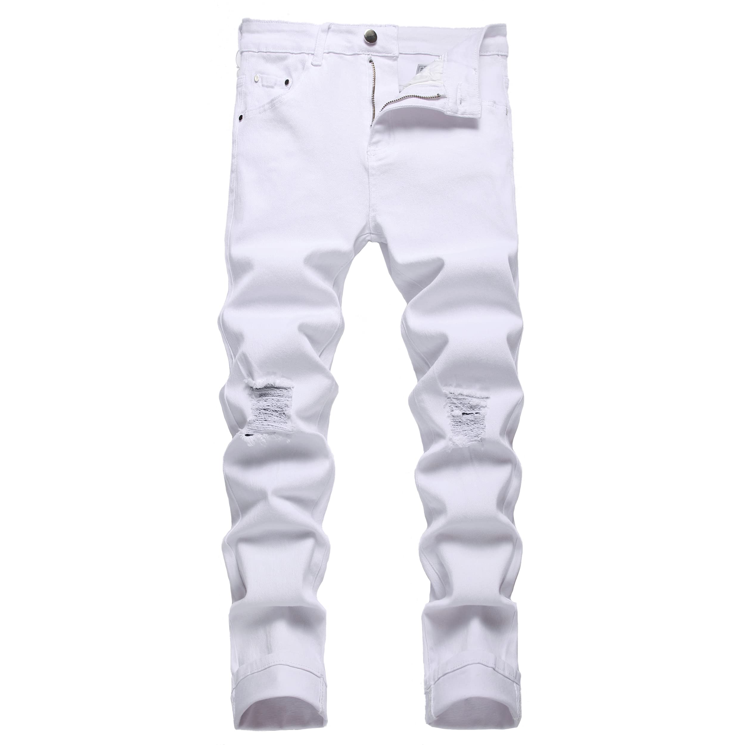 JUNBAOSS メンズ スリムフィット ジーンズ ストレッチ リップド スキニージーンズ 男性用 ファッション ストレート レッグ コンフォート フレックス 