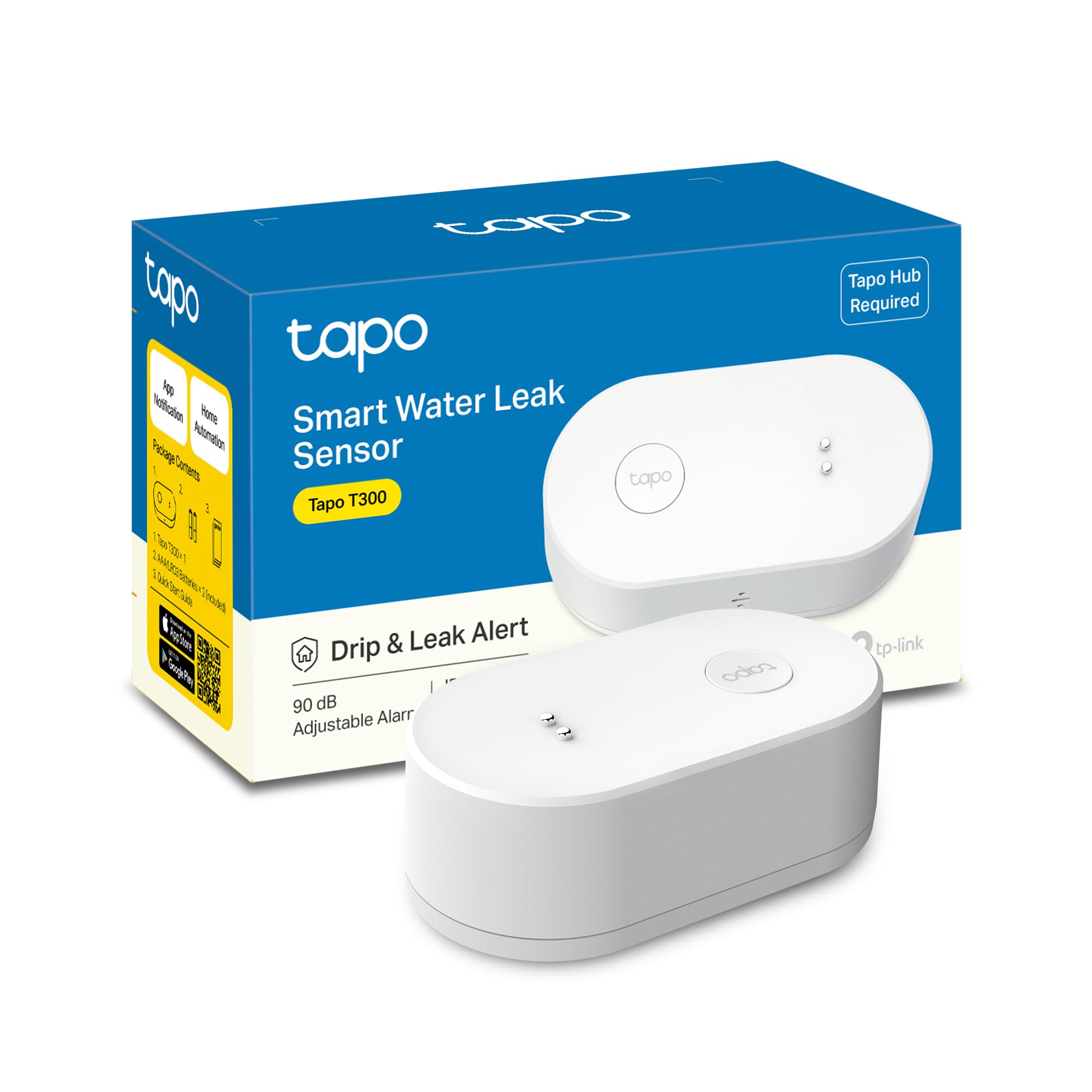 Tapo Smart Water Leak Sensor T300, Requires Tapo Hub, 90dB Alarm | Rapid Drippin