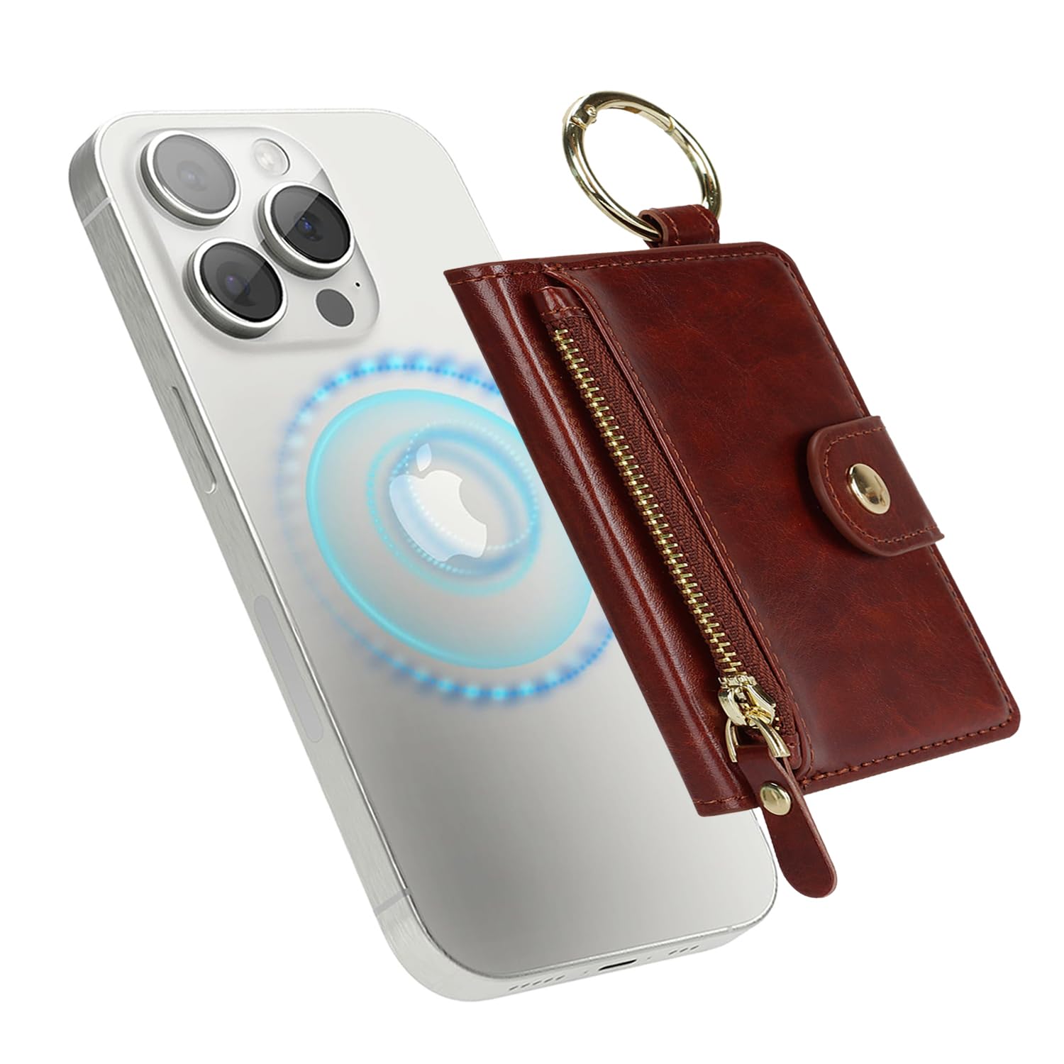 Cavor Compatible with MagSafe Wallet,Magnetic Wallet for iPhone, Brown