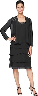 S.L. Fashions Delicate and Normal Layered Sequins Decorated Jacket Dress for Special Occasion Women
