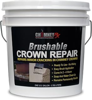 ChimneyRx 300014 Brushable Chimney Crown Repair – Elastomeric & Waterproof Coating for Crowns & Masonry - Fast-Setting & Long-Lasting Protection Crack & Leak Prevention - 1 Gallon