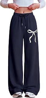 Zaclotre Girls Wide Leg Sweatpants Bow Baggy Athletic Pants with Pockets