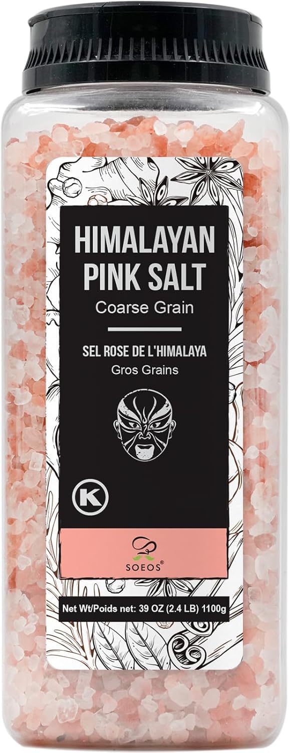 Soeos Himalayan Pink Salt 39oz (1.1kg), Kosher, Course Grain, Gourmet Pure Cryst