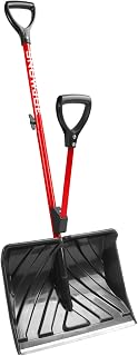 Snow Joe Snow Shovel with 18-Inch Blade and Assist Handle, SJ-SHLV01-RED | Red, 3.5 Lbs., Heavy-Duty Lightweight Shoveling Tool for Ice Removal, Shovelution