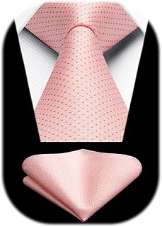 HISDERN Men's Elegant Polka Dot Tie and Handkerchief for Weddings Business Tie Set