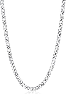 Fiusem 3.5mm Cuban Link Chains for Men Women, Stainless Steel Necklace