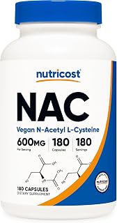 Nutricost N-Acetyl L-Cysteine (NAC) 600mg, 180 Capsules | GMO-Free And Gluten Free