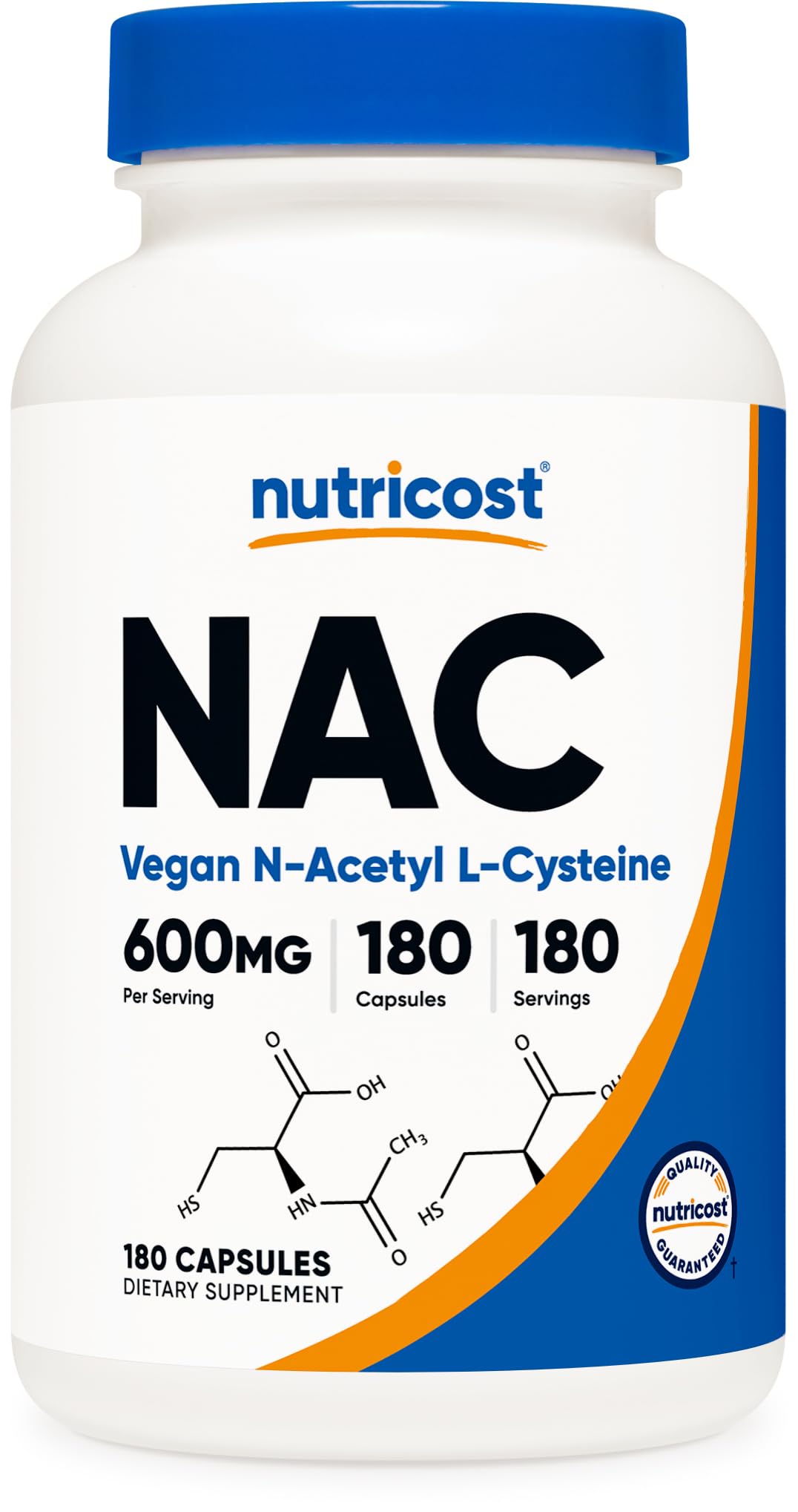 Nutricost N-Acetyl L-Cysteine (NAC) 600mg, 180 Capsules | GMO-Free And Gluten Fr
