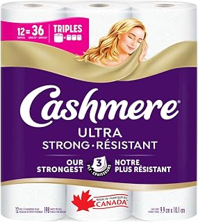 Cashmere Ultra Strong 3-Ply Soft and Strong Toilet Paper, 12 Triple Rolls - 36 Single Rolls