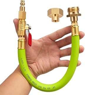 Minimprover Lead -Free Brass 16.9" Winterize Sprinkler System RV Motorhome Boat Camper and Travel Trailer: Air Comp Quick-Connect Plug To 3/4" Garden Hose Faucet Blow Out Adapter Fitting with Valve