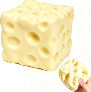 Vaselines Cheese Squishys, Big Brain Cheese Stress Ball Realistic Design | Giant Cheese Squishys Big Cheese Squishys, Soft Squeeze Toys Stress Anxiety Relief Sensory Fidget Toys For Adults Yellow