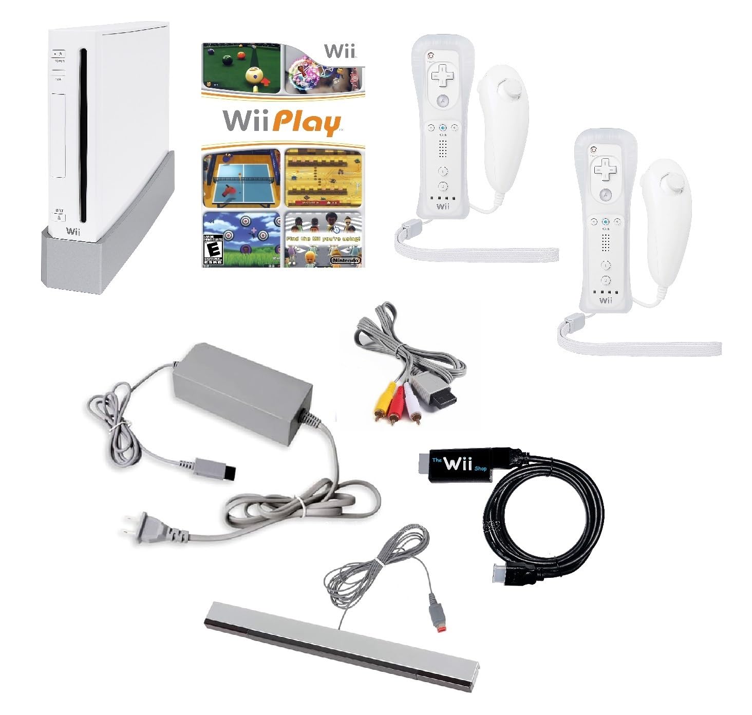 Wii Console Bundle (White) with Wii Play Game (2 Players) -Smart TV Ready (Renew