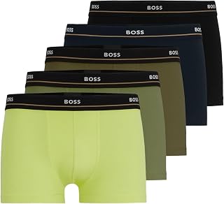 BOSS Men's Trunk 5P Essential Five Pack Stretch Cotton Short Leg Boxer Shorts with Logos on Waistband