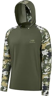 BASSDASH Men’s UPF 50 Performance Fishing Shirt Cooling Hoodie Camo Long Sleeve FS17M
