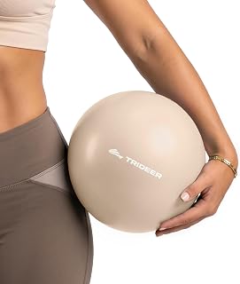Trideer 9 Inch Pilates Ball with Inflation Straw, Small Exercise Yoga Ball | Pilates, Barre, Rehab Exercises & Postpartum, Soft & Supportive, Non-Slip Grip, Anti-Burst, Quick Inflation, Core & Balance