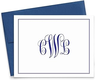 Modern Pink Paper Classic Monogram Stationary Set FOLDED NOTE CARDS, Personalized Stationary Set, Personalized Monogram Stationery, Your Choice of Colors and Quantity