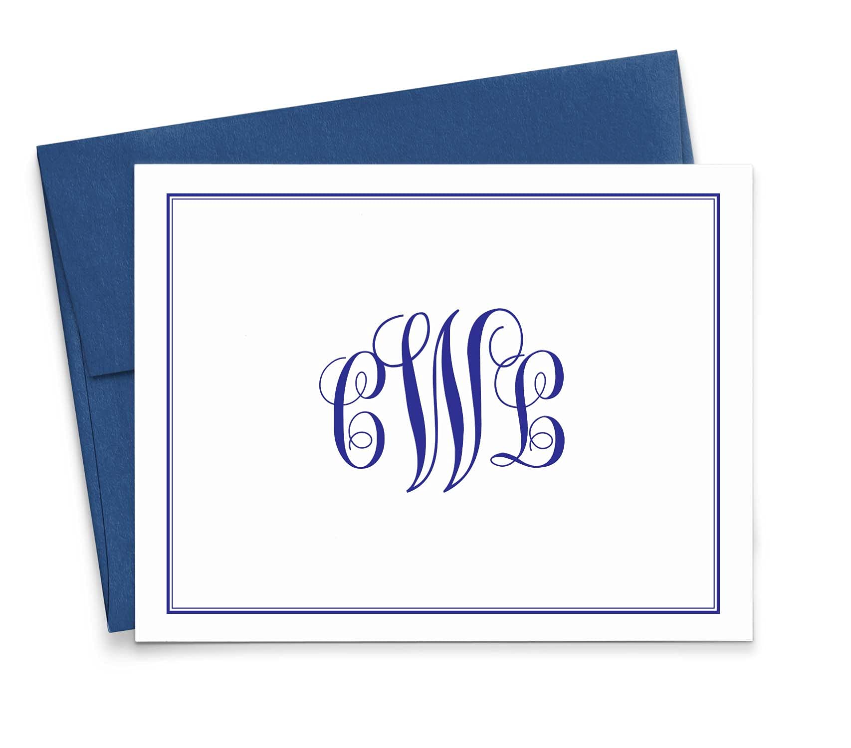 Modern Pink Paper Classic Monogram Stationary Set FOLDED NOTE CARDS, Personalize