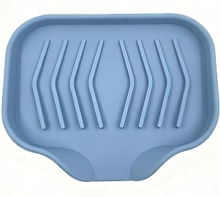 Blue Silicone Soap Dish with Drainage, Non-Slip, Self-Draining, for Shower Wall, Keep Dry Soap Bars Clean, Prolong the Service Life, Suitable for Bathroom and Kitchen