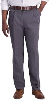 Haggar Men’s Classic Fit Iron Free Premium Khaki Pleated Pant