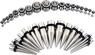 D.Bella 14G-00G 36 pcs Ear Gauges Stretching Kit Tapers Plugs Eyelets Implant Grade Steel