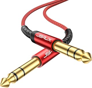 JSAUX Professional Guitar Cable 3M (10ft), 1/4" 6.35mm to 6.35mm TRS Stereo Audio Guitar Lead Nylon Braided Jack Instrument Cable for Electric Guitar, Bass, Amp, Keyboard, Mondolin - Red