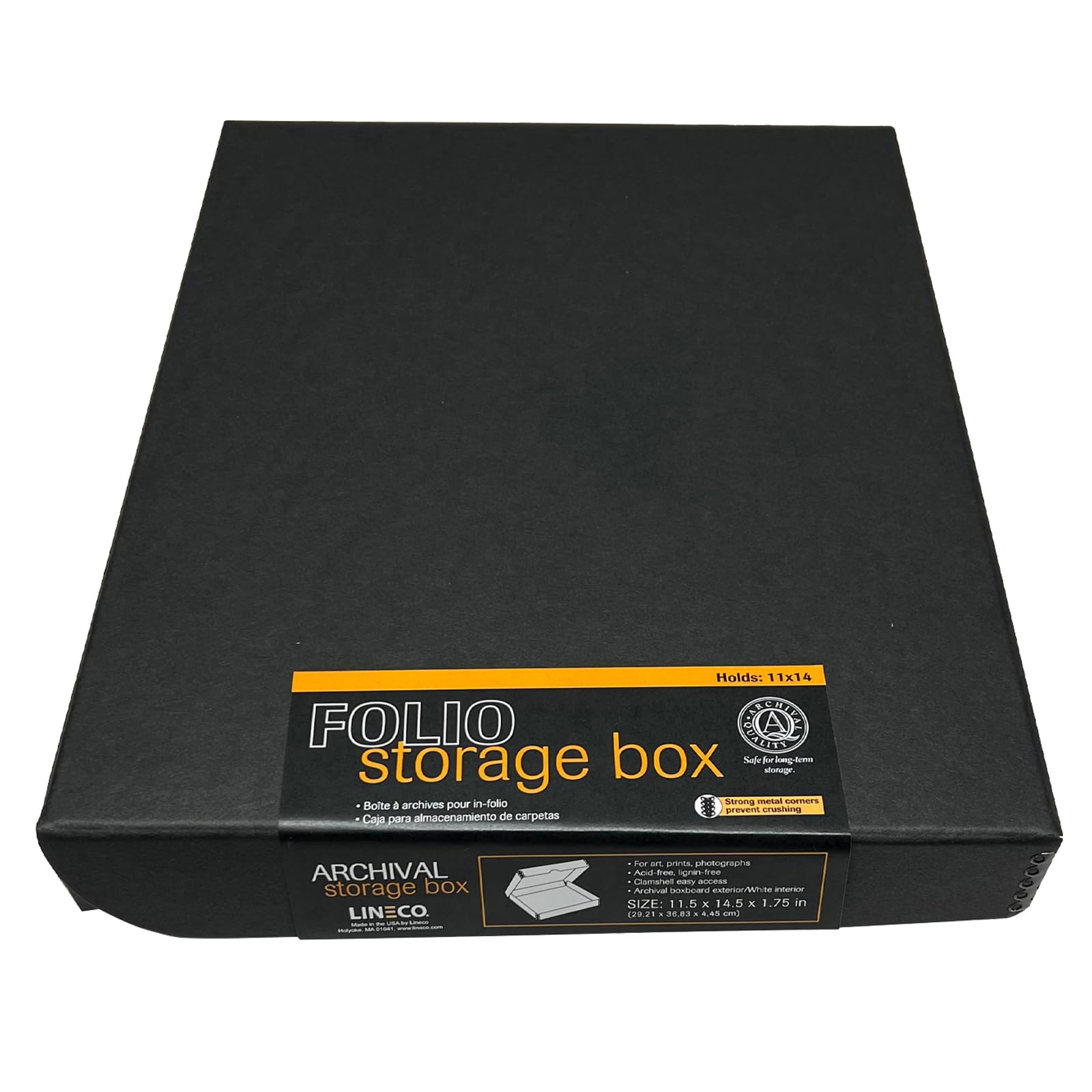 Lineco Clamshell Archival Storage Box, 11x14x1.75 Inch, Black | Acid-Free with M