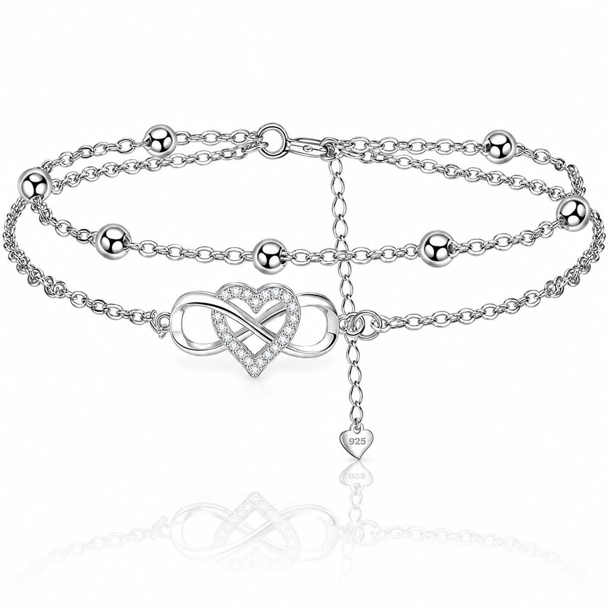 Women's 925 Sterling Silver Double-layer Infinity Love Bracelet, Simple Exquisit