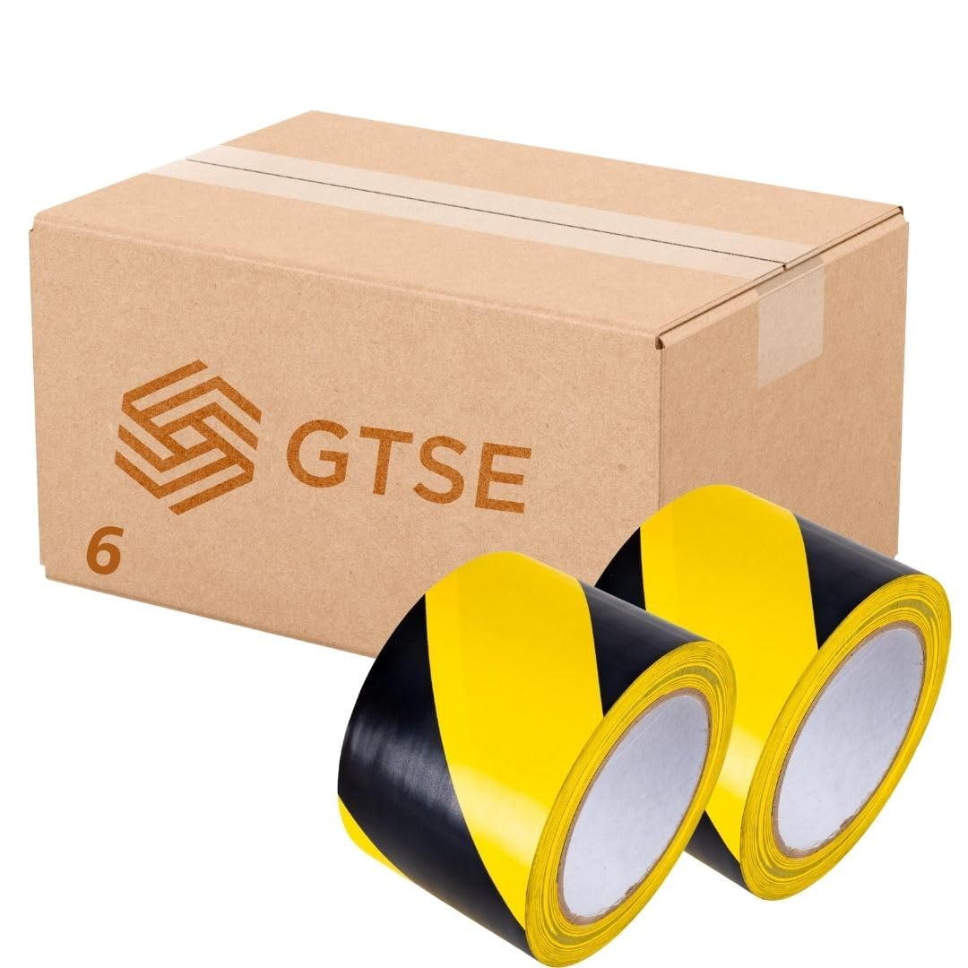 GTSE Hazard Tape Black and Yellow, 100mm (4") x 33m, Strong Adhesive Warning/Cau