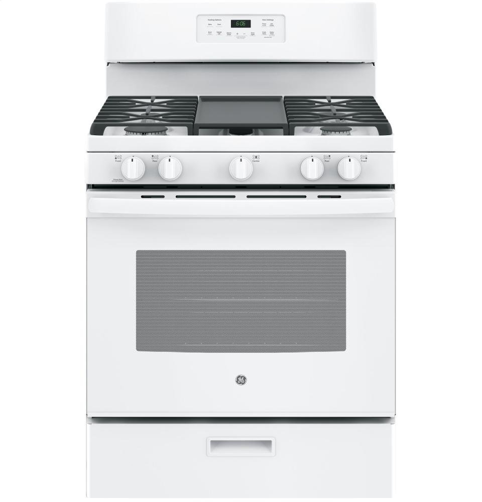 GE 30 in. 5.0 cu. ft. Freestanding Gas Range in White with Griddle