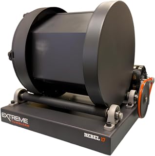 Extreme Tumblers Rebel 17 Rock Tumbler for Adults, 17 lb Large Capacity | 20 RPM rotary tumbler with 17 lb capacity, rubber-lined stainless steel drum and 115V fan-cooled motor for rock polishing.