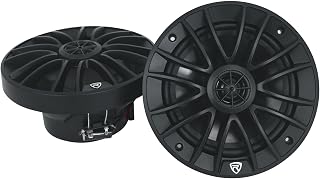 Rockville RM-PREMIUM-65 Black 6.5" 4-Ohm, Marine Boat Speakers Pair | 600W Peak, 150W RMS, 35Hz-20kHz, 93dB Sensitivity, True Coaxial Design, Weather-Resistant Grilles, Mounting Screws