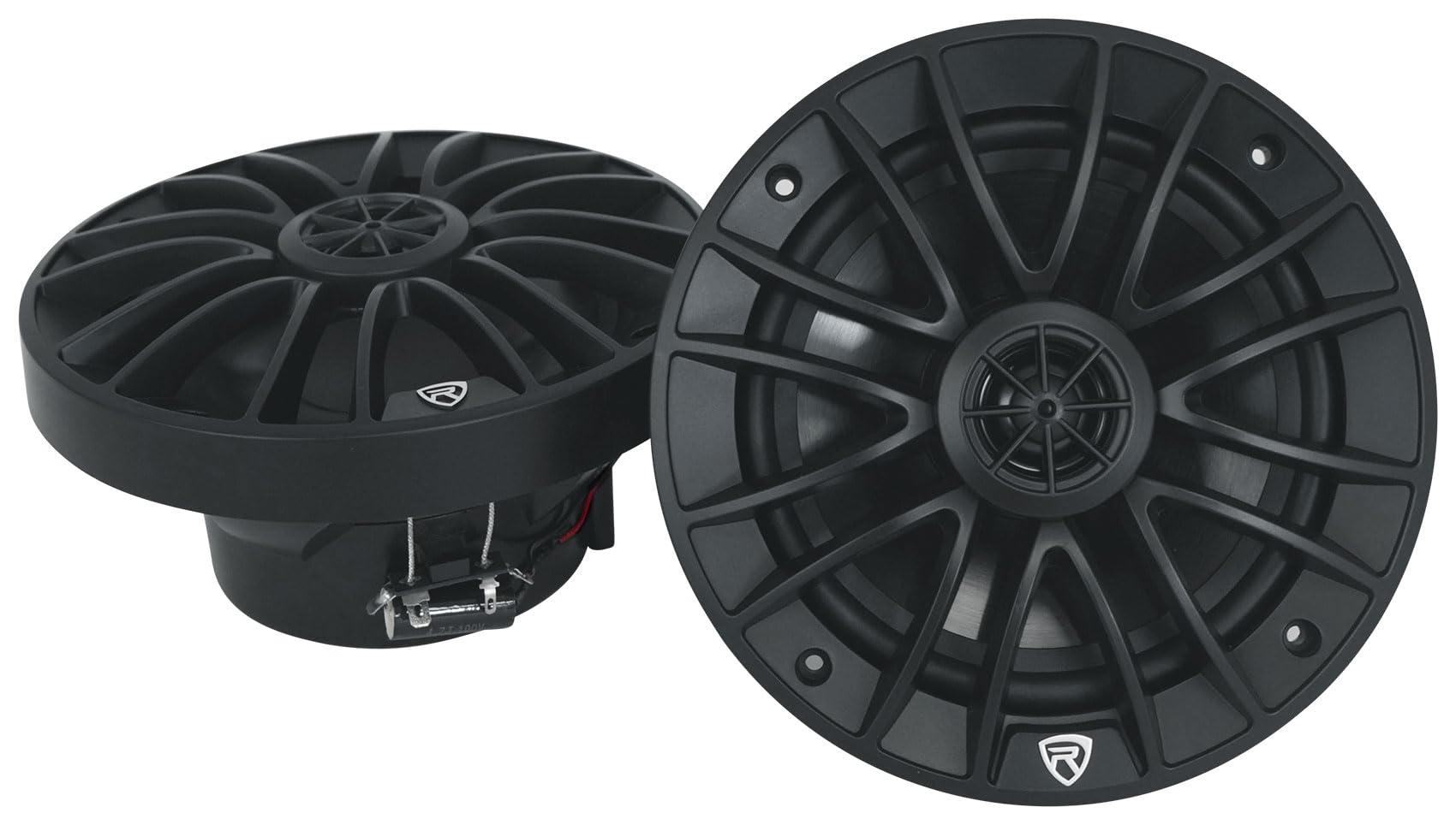 Rockville RM-PREMIUM-65 Black 6.5" 4-Ohm, Marine Boat Speakers Pair | 600W Peak,