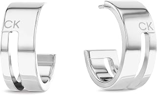 Calvin Klein Pendientes de Aro para Mujer Colección GEOMETRIC ESSENTIALS en Acero Inoxidable - Disponibles en Versión Plateada o Dorada