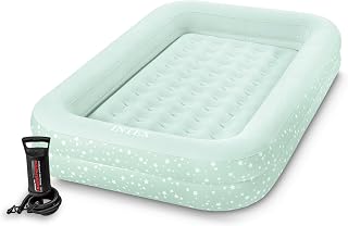 Intex 66810EP Kids Travel Air Mattress Inflatable Bed with Raised Sides and Hand Pump - Portable Blow-Up Toddler Traveler Bed for Children's Naps or Sleep