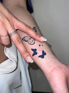 1 Piece Herbal Juice Semi-Permanent Magic Tattoo Moving Mini Butterfly Pattern Non-Reflective Wrist Shoulder Neck Arm Leg Collar Body Waterproof Non Reflective Tattoo Sticker