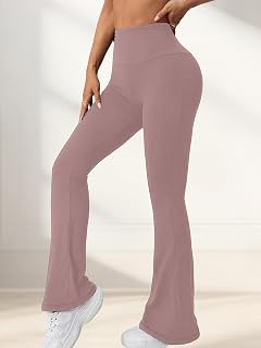 Women's Super Soft High Waisted Flare Pants for Women, Tummy Control No See Through Workout Yoga Running Bell Bottoms
