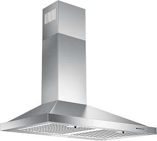 Zomagas 24 Inch Range Hood, Wall Mount Vent Hood in Stainless Steel | Ducted/Ductless Convertible Duct, Push Button Control, 3 Speed Fan, Energy-saving LED Light, 2 Pcs Baffle Filters