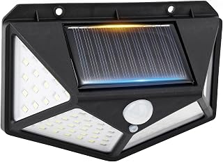 GRIFEMA Solar Security Lights with Motion Sensor | 100 LEDs, 3 Modes, 270 Degree Wide Angle, IP65, 800mAh Battery, Waterproof Solar Wall Lights for Outdoor Garden