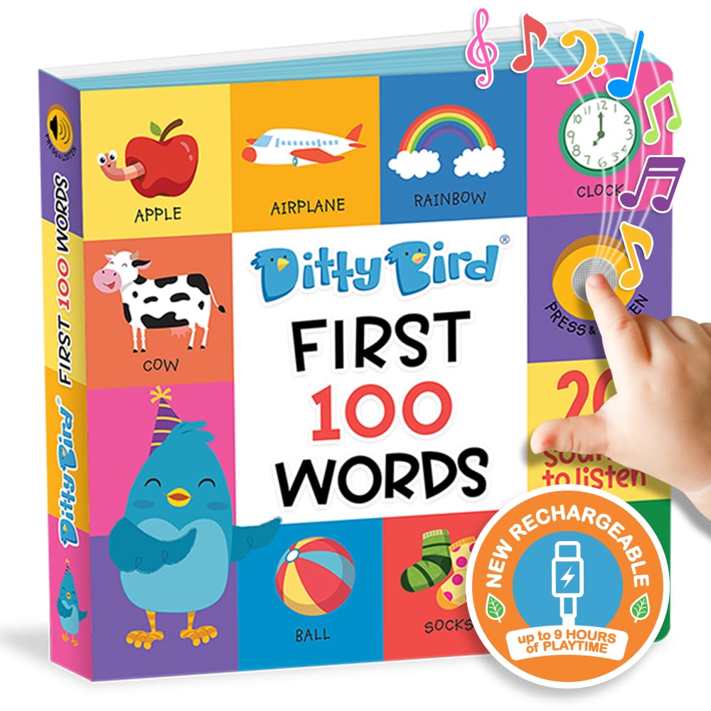 Ditty Bird | First 100 Words Interactive Sound Book for toddlers 1- 3 | speech t