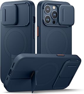 SURITCH Magnetic Case Compatible with iPhone 13 Pro, Shockproof Bumper Case Slim Protective Cover with Slide Camera Cover and Adjustable Kickstand, No Screen Protector(Deep Blue)