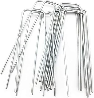 Garden Staples, 30 Pcs Stakes Heavy Duty U Shaped Galvanized Pins Garden Sod for Lawn Securing Ground Fabric (Silver)